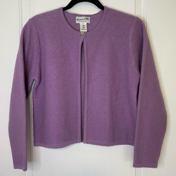 Vintage Pendleton Grandmacore Lilac Lavender Purple Single Button Wool Cardigan - Picture 5 of 10